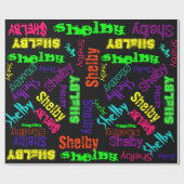 Zwart Gift Wrap neon kleurnaam Collage Cadeaupapier (Vlak)