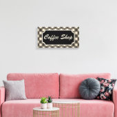 Zwart Gingham Coffee Shop Diner Sign Canvas Afdruk (Insitu (Woonkamer))
