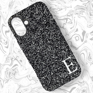Zwart Girly Printed Glitter Stijlvol en Schattige iPhone 16 Plus Hoesje