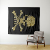 Zwart glam naar de beengoudschedel wandkleed (In Situ (horizontaal))