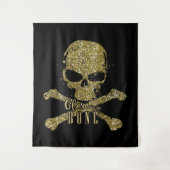 Zwart glam naar de beengoudschedel wandkleed (Voorkant)