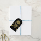 Zwart Glam naar de Bone Gold Glitter Skull Sparkle Cadeaulabel (Met Touw)