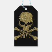 Zwart Glam naar de Bone Gold Glitter Skull Sparkle Cadeaulabel (Achterkant)