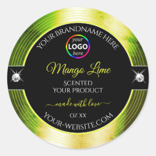 Zwart Glanzend Geel Groen met Logo Product Label