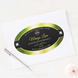 Zwart Glanzend Geel Groen met Logo Product Label
