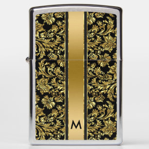 Zwart & Glanzend Goud Damasks & Stripes