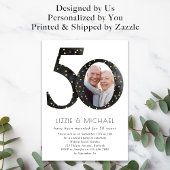 Zwart Glitter 50e Bruiloft Jubileum Party Kaart