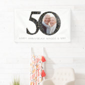 Zwart Glitter 50e Jubileum Foto Spandoek (Insitu)