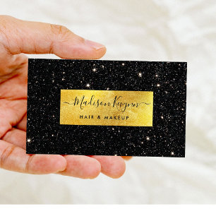 Zwart Glitter Achtergrond en Faux Gold Visitekaartje