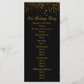 Zwart Glitter Confetti Faux Folie Trouwprogramma Programma (Achterkant)