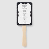 Zwart Glitter Diamond Hart Trouwprogramma Fans Handwaaier (Achterkant)