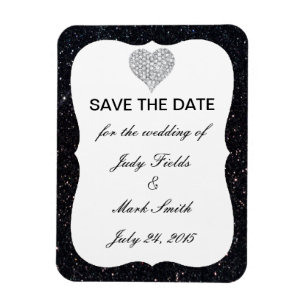Zwart glitter Diamond Heart bespaart de datum magn Magneet