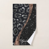 Zwart Glitter en Leopard Print Bad Handdoek (Handdoek)