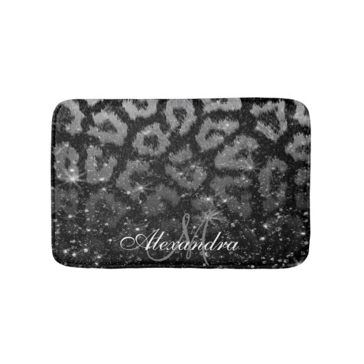 Zwart Glitter en Leopard Print Badmat (Voorkant)