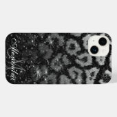 Zwart Glitter en Leopard Print iPhone Hoesje (Achterkant horizontaal)