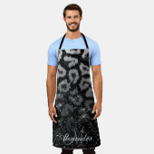 Zwart Glitter en Leopard Print Schort (Gedragen)