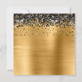 Zwart Glitter Goud Metallic Look Quinceanera Kaart (Achterkant)