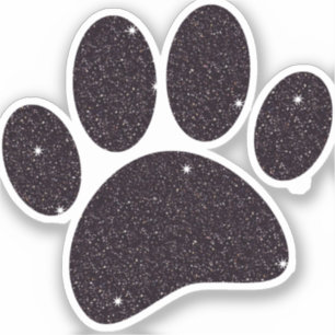 Zwart Glitter Hond Pawprint Sticker