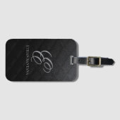 Zwart Glitter Monogram Bagagelabel (Voorkant (horizontaal))