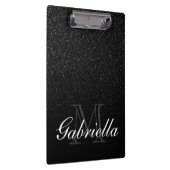 Zwart Glitter Monogram Klembord (Rechts)