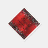 Zwart Glitter Rode Folie 50ste Verjaardag Servet (Hoek)