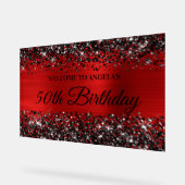 Zwart Glitter Rode Folie 50ste Verjaardag Welkom Acryl Bord (Hoek)
