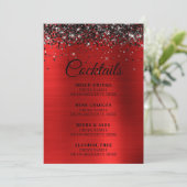 Zwart Glitter Rode Folie Cocktails Bar Menu (Staand voorkant)