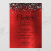Zwart Glitter Rode Folie Cocktails Bar Menu (Voorkant)