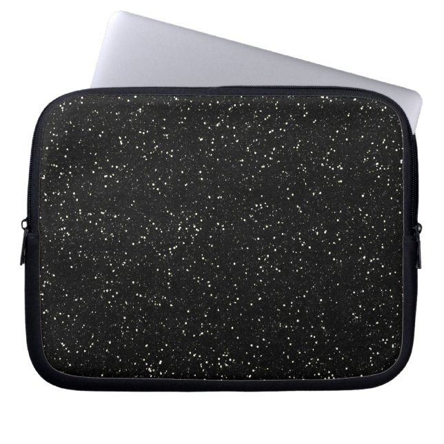 Zwart Glitter Sparkle Graphic Art Pattern Design Laptop Sleeve (Voorkant)
