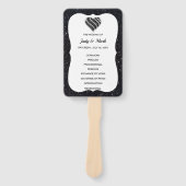 Zwart Glitter Zwart Wit Hart Trouwprogramma Handwaaier (Voorkant)