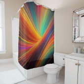 Zwart gloeiende lijnen Abstract kleurrijk ontwerp Douchegordijn (In situ)