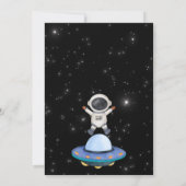Zwart gloeit ruimteplaneet astronaut baby shower kaart (Achterkant)
