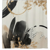 Zwart Gold Abstract ontwerp Douchegordijn (Voorkant)