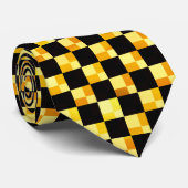 Zwart Gold Checkerboard Stijl art Stropdas (Opgerold)