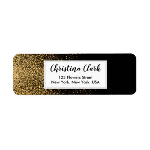 Zwart Gold Glitter Aangepast aangepast adres Etiket