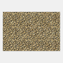 Zwart Gold Glitter Leopard Print         Inpakpapier Vel