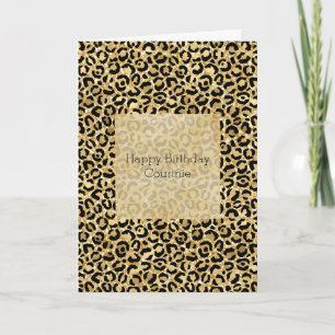 Zwart Gold Glitter Leopard Print Kaart
