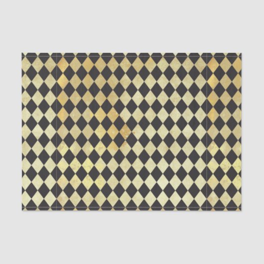  zwart & Gold Harlequin Pattern Tissuepapier (Voorkant)