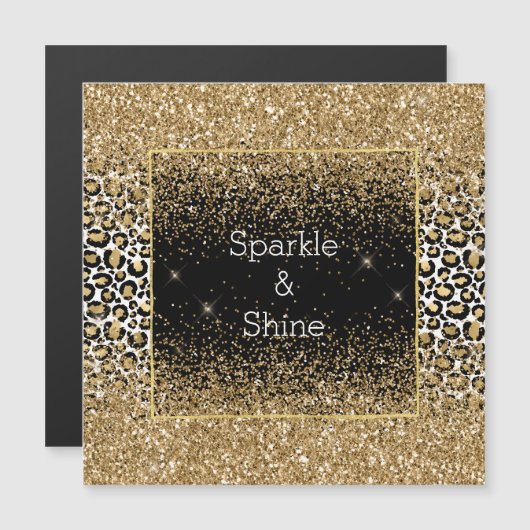 Zwart Gold-leopard afdrukken Glitzy (Voorkant / Achterkant)