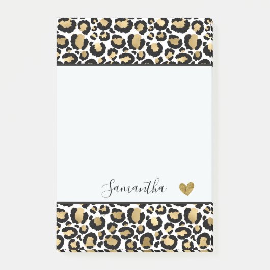 Zwart Gold-leopard afdrukken Post-it® Notes (Voorkant)