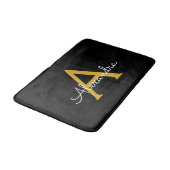 Zwart Gold Modern Script Girly Monogram Naam Badmat (Gekanteld)