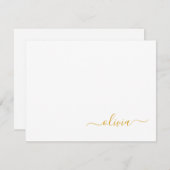 Zwart Gold Modern Script Girly Monogram Naam Bedankkaart (Voorkant / Achterkant)