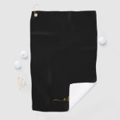 Zwart Gold Modern Script Girly Monogram Naam Golfhanddoek (Insitu)