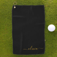 Zwart Gold Modern Script Girly Monogram Naam