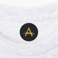 Zwart Gold Modern Script Girly Monogram Naam