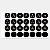 Zwart Gold Modern Script Girly Monogram Naam Labels (Vel)