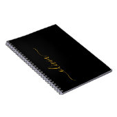 Zwart Gold Modern Script Girly Monogram Naam Notitieboek (Rechterzijde)