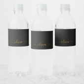 Zwart Gold Modern Script Girly Monogram Naam Waterfles Etiket (Flessen)