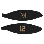 Zwart Gold Monogram Player Number Girly Script Basketbal (Panelen)
