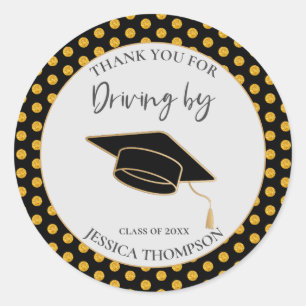 Zwart Gold-Stip op klasse 2023-Afstuderen Ronde Sticker